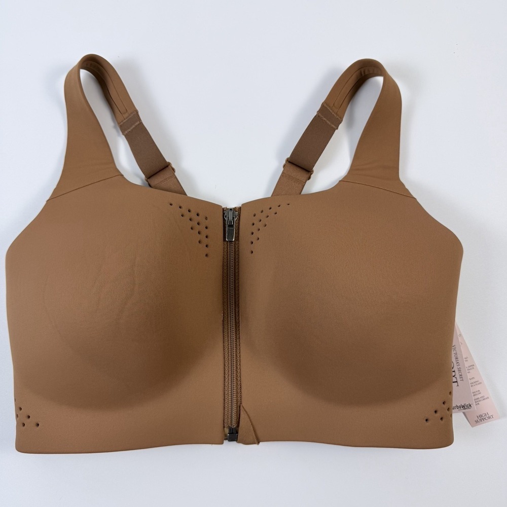 Victoria's Secret VSX Featherweight Max Front Close Sports Bra Tan / Brown 34DD